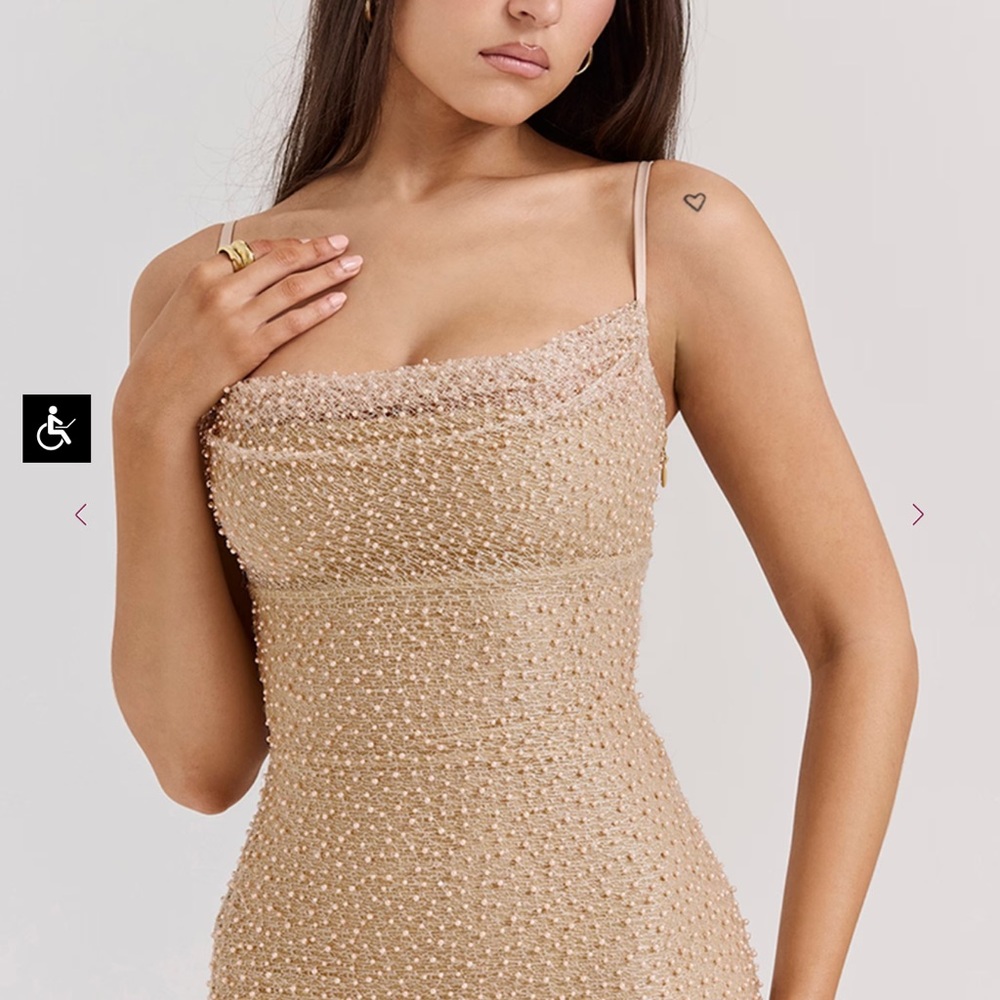 House of CB Beaded Tan Dress